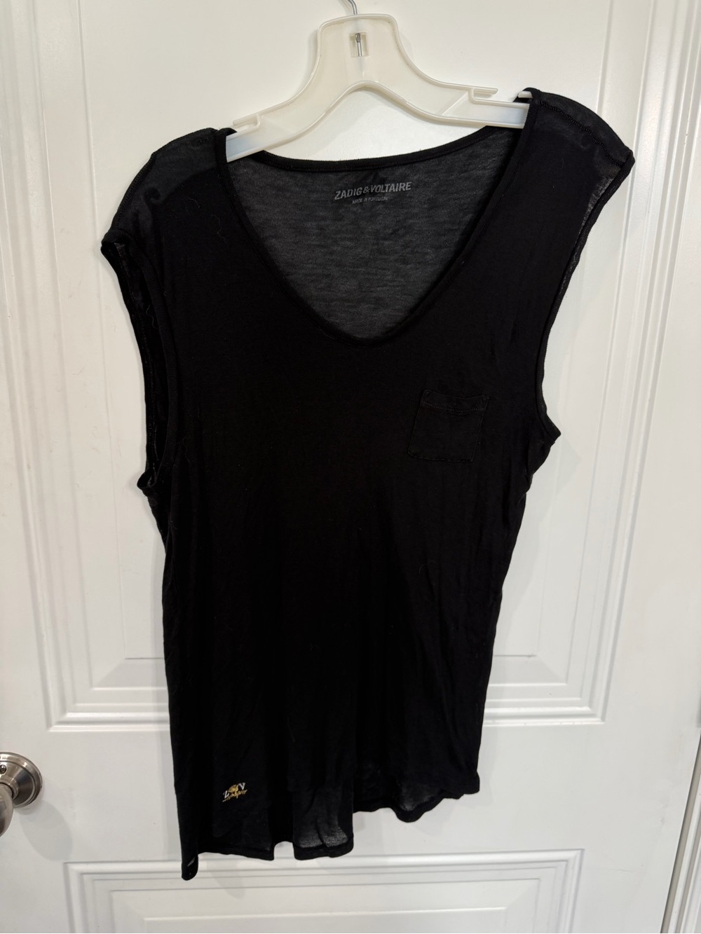 Zadig & Voltaire Black scoop neck Sleeveless Pocket Tank